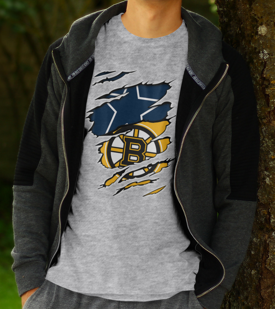 Dallas Cowboys Boston Bruins Fan Crossover T-Shirt