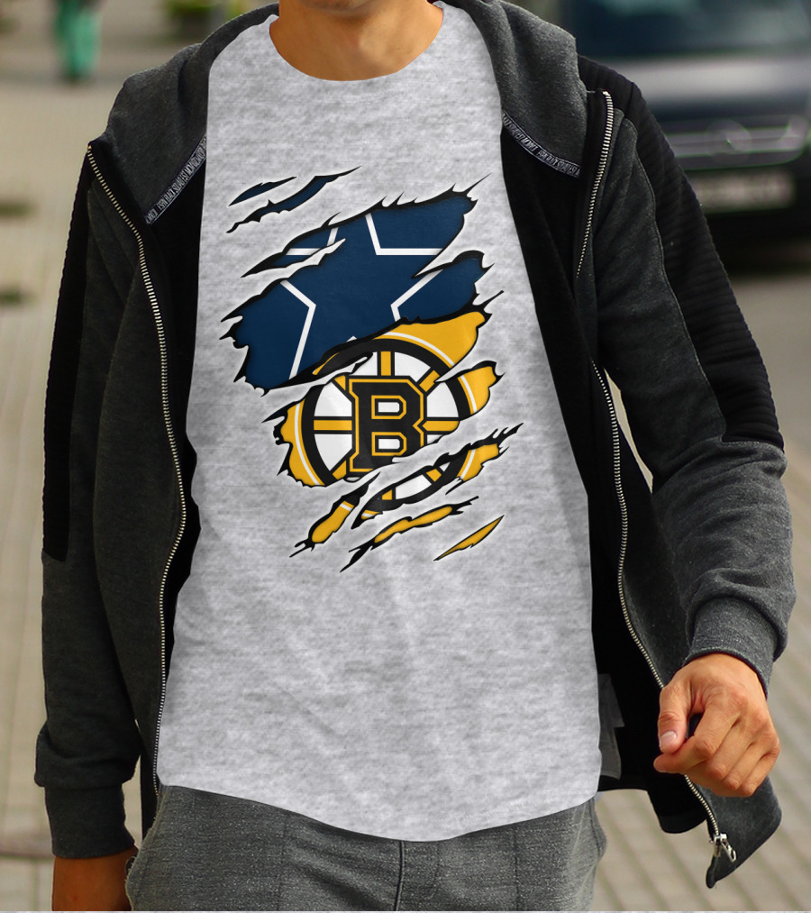 Dallas Cowboys Boston Bruins Fan Crossover T-Shirt