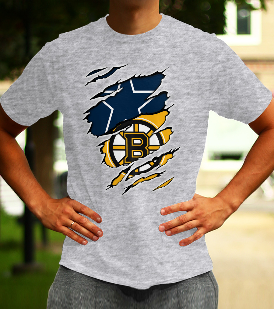 Dallas Cowboys Boston Bruins Fan Crossover T-Shirt