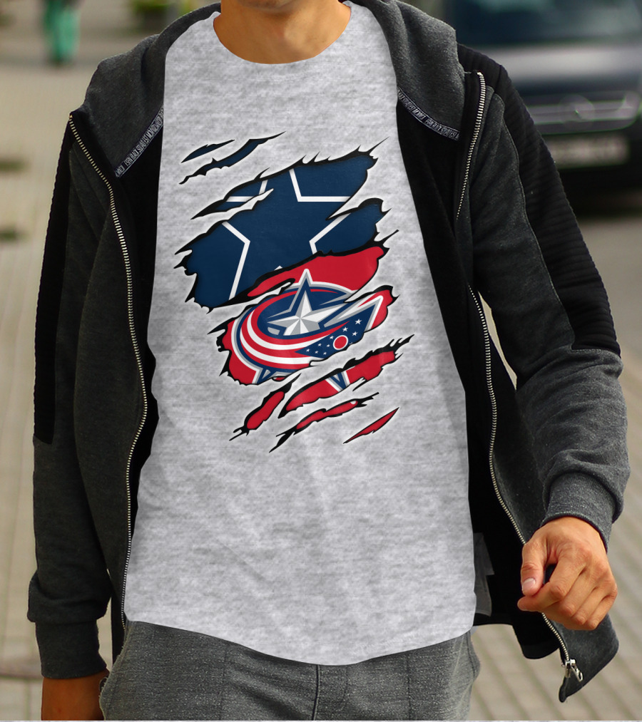 Dallas Cowboys Columbus Blue Jackets Fan Crossover T-Shirt