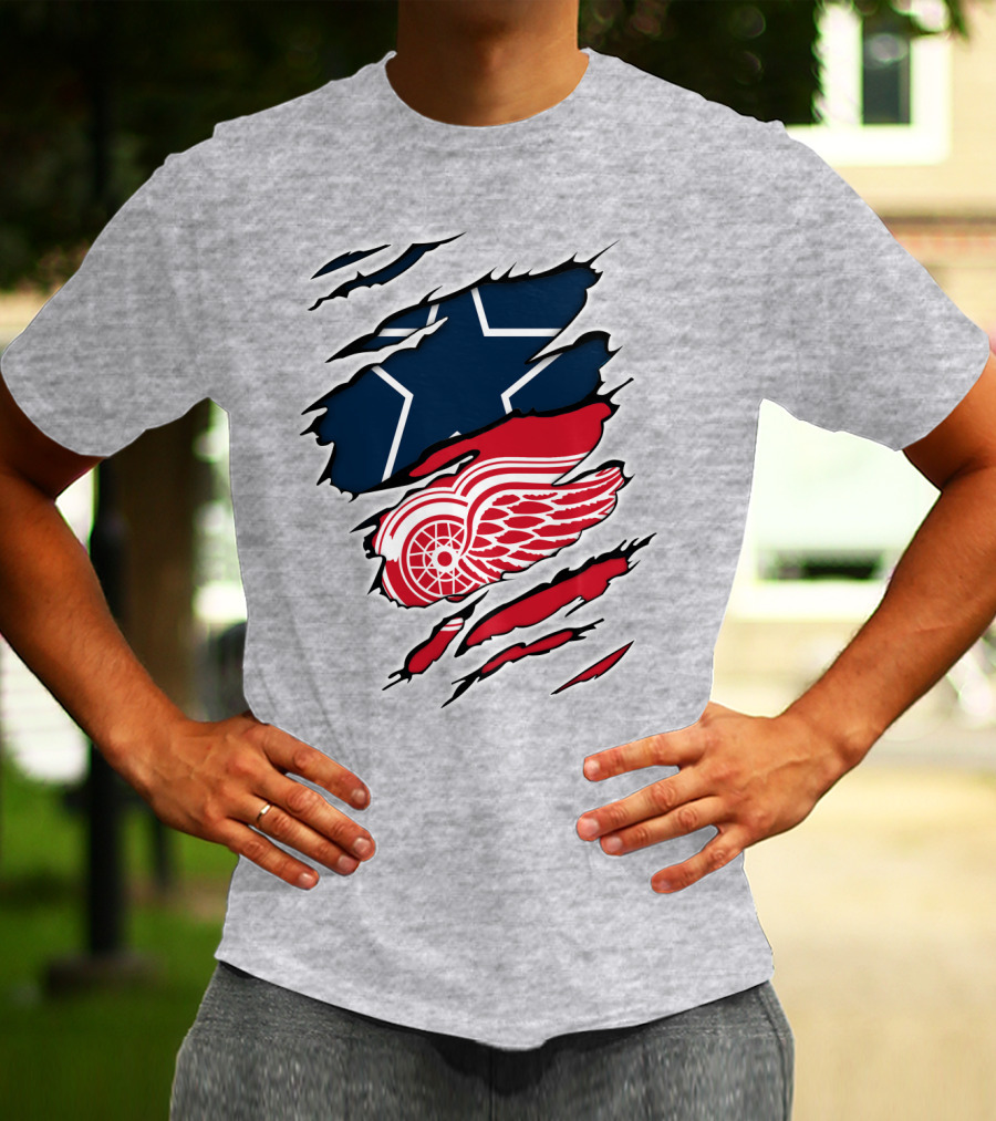 Cowboys Red Wings Dallas Detroit Fan Mashup T-Shirt