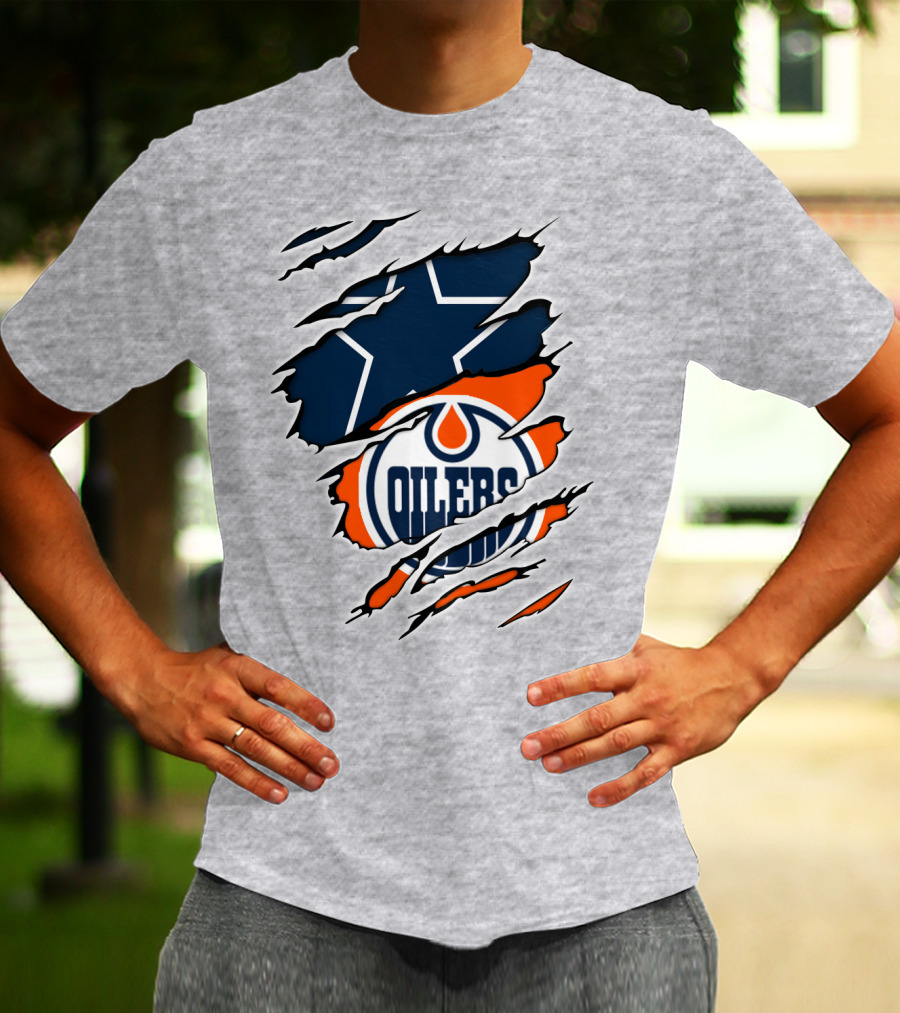Cowboys Oilers Logos Ripped T-Shirt