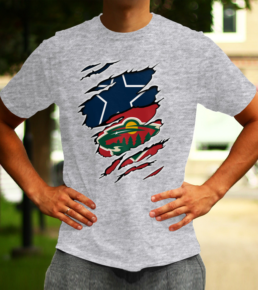 Dallas Cowboys Wild Minnesota Wild Rip Claw Marks T-Shirt