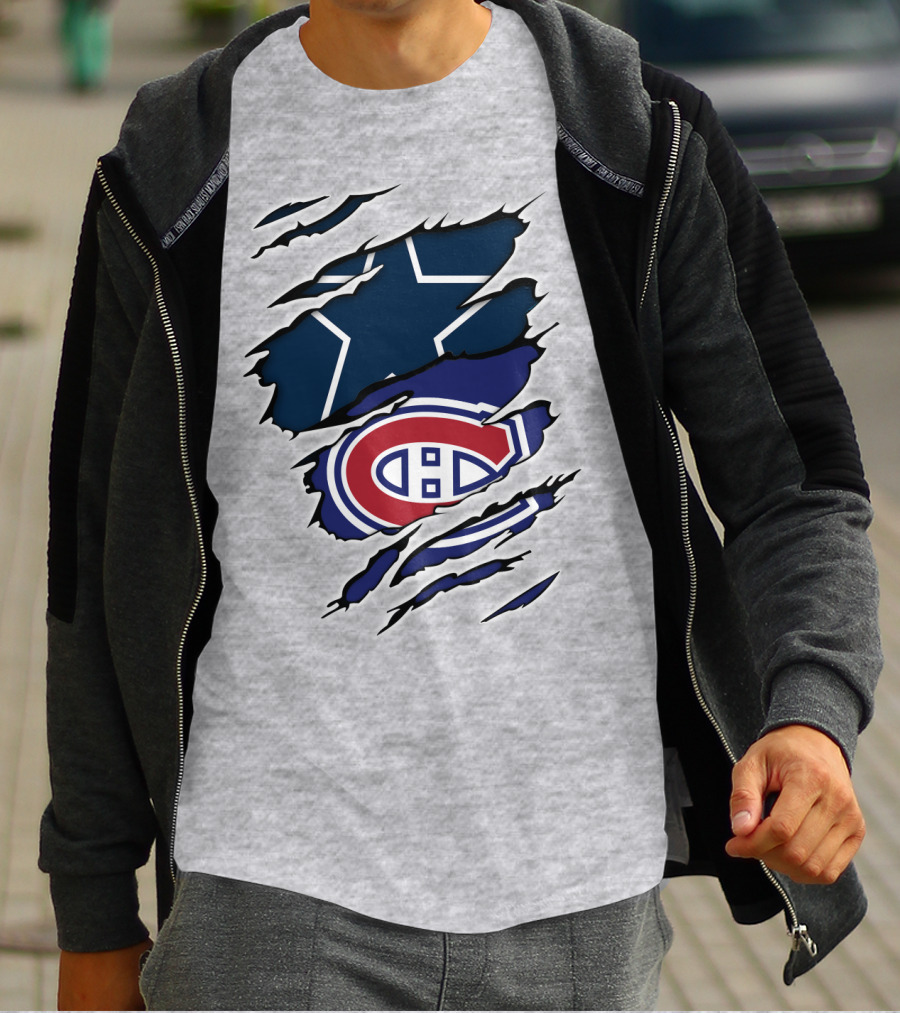 Cowboys Canadiens Logos Ripped T-Shirt
