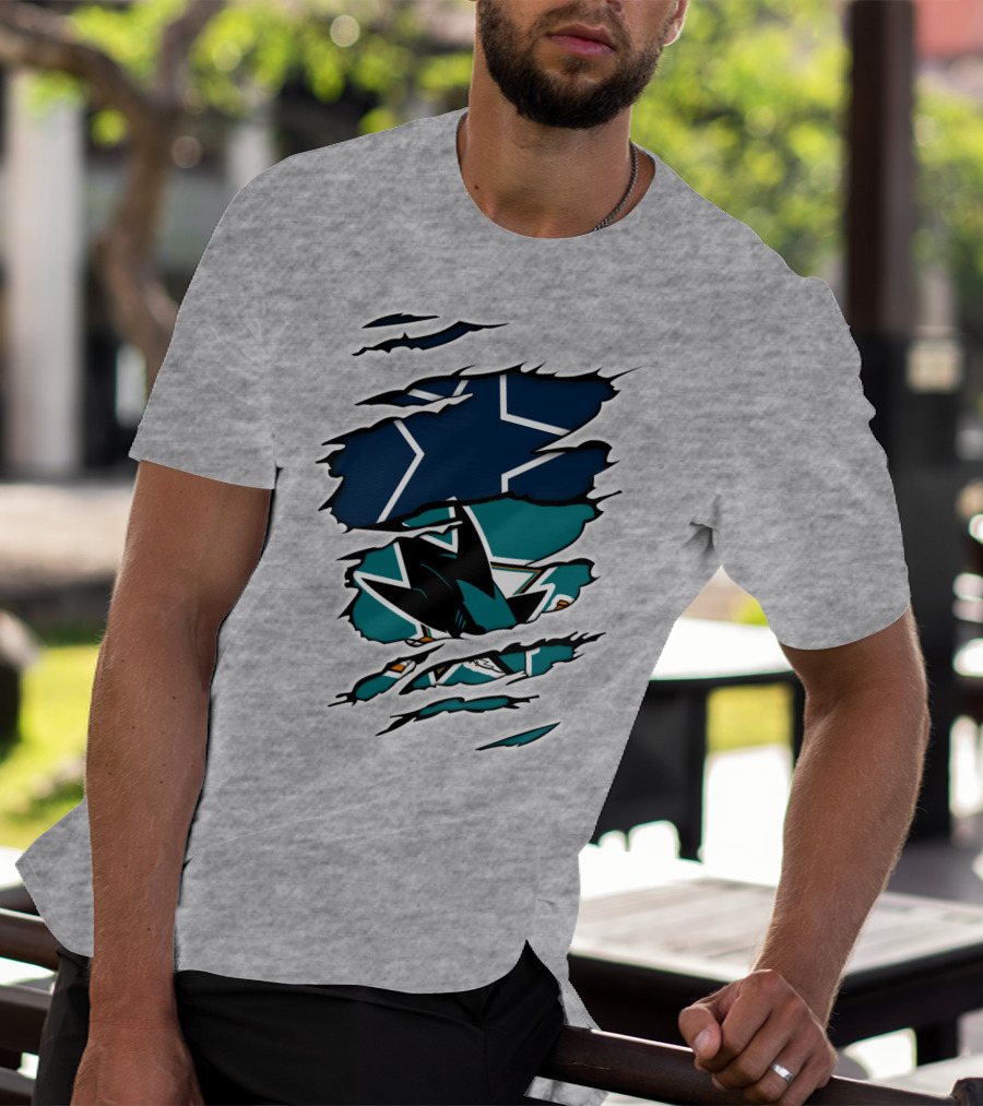 Dallas Cowboys San Jose Sharks Fan Crossover T-Shirt