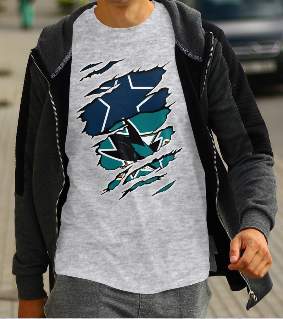 Dallas Cowboys San Jose Sharks Fan Crossover T-Shirt