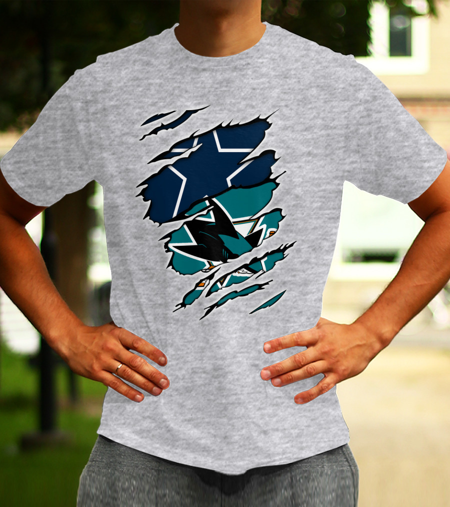 Dallas Cowboys San Jose Sharks Fan Crossover T-Shirt