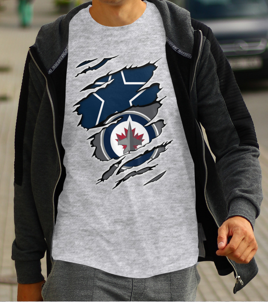 Cowboys Jets Logos Rip T-Shirt
