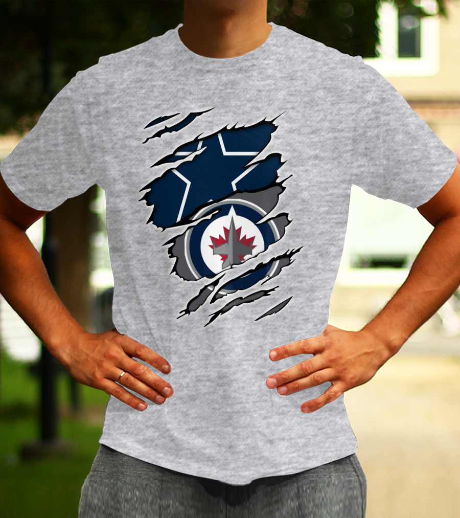 Cowboys Jets Logos Rip T-Shirt