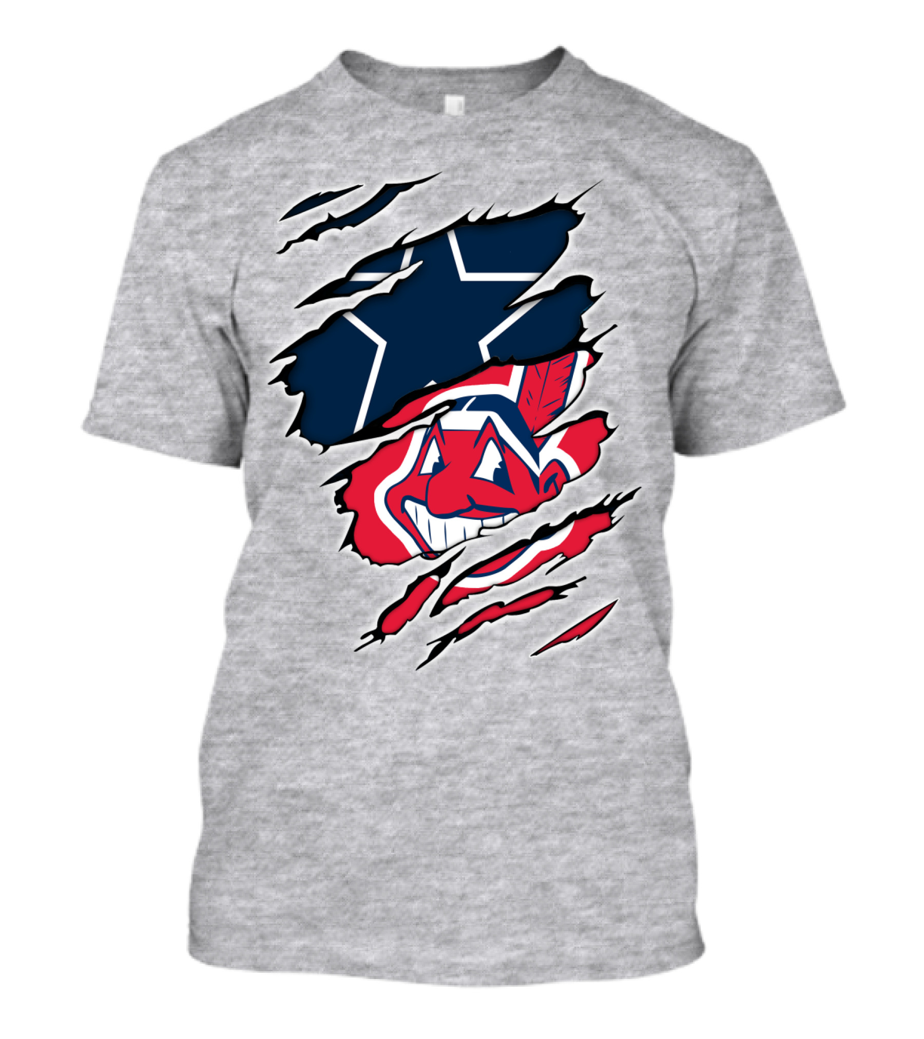 Cowboys Indians NFL MLB Collaboration Dallas Cleveland Football Baseball T-Shirt