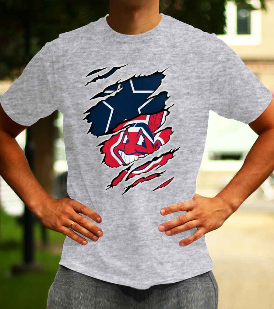 Cowboys Indians NFL MLB Collaboration Dallas Cleveland Football Baseball T-Shirt