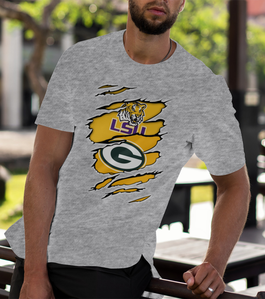 LSU Tigers Green Bay Packers Claw Marks T-Shirt