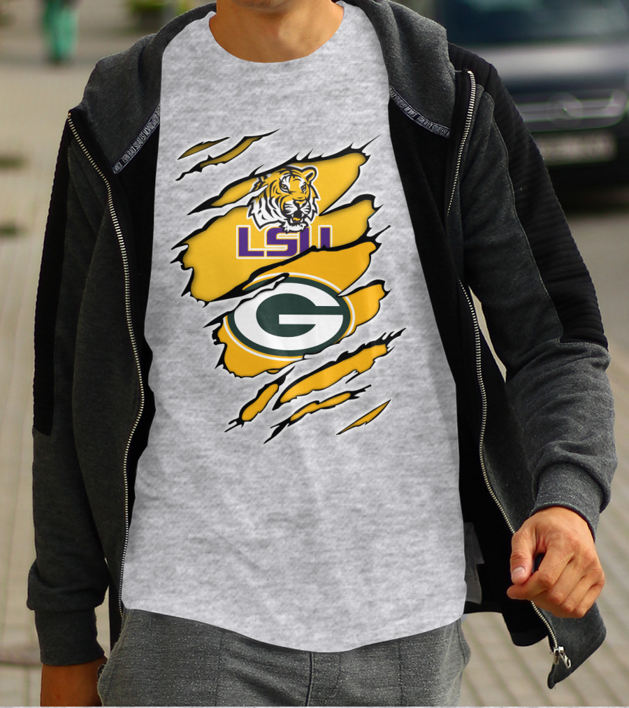 LSU Tigers Green Bay Packers Claw Marks T-Shirt