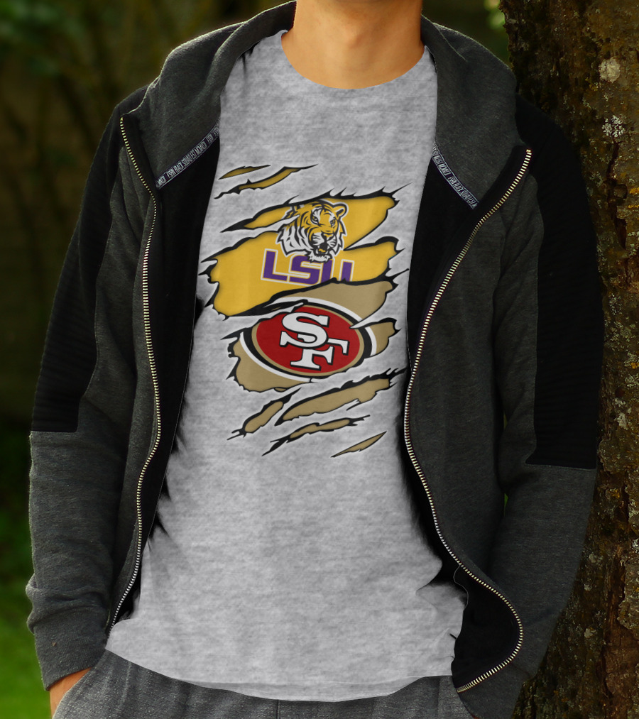 LSU Tigers San Francisco 49ers Ripped T-Shirt