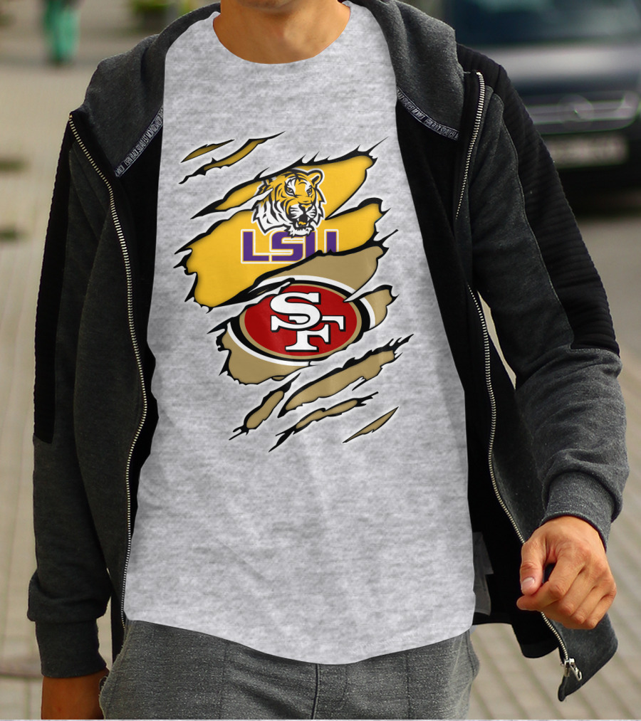 LSU Tigers San Francisco 49ers Ripped T-Shirt