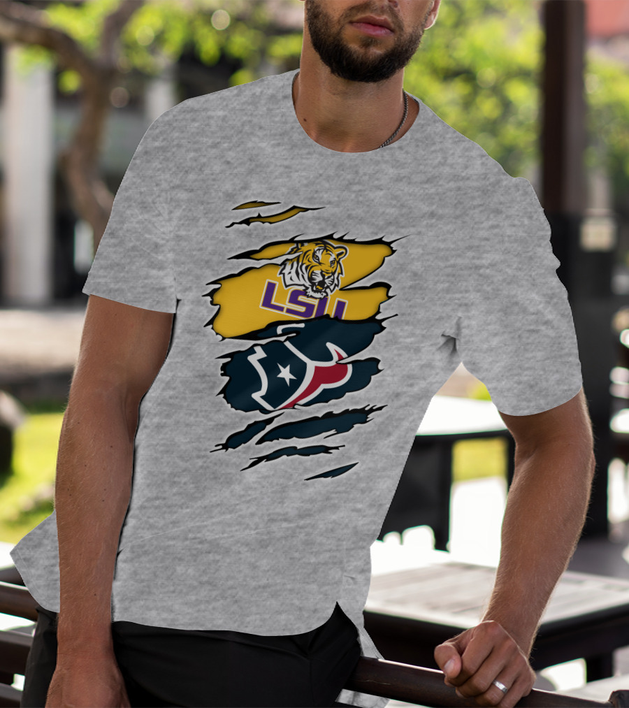LSU Tigers And Houston Texans Split T-Shirt