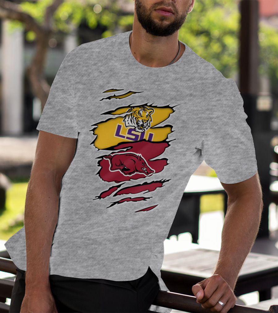LSU Tigers Arkansas Razorbacks Rivalry Claw Marks T-Shirt