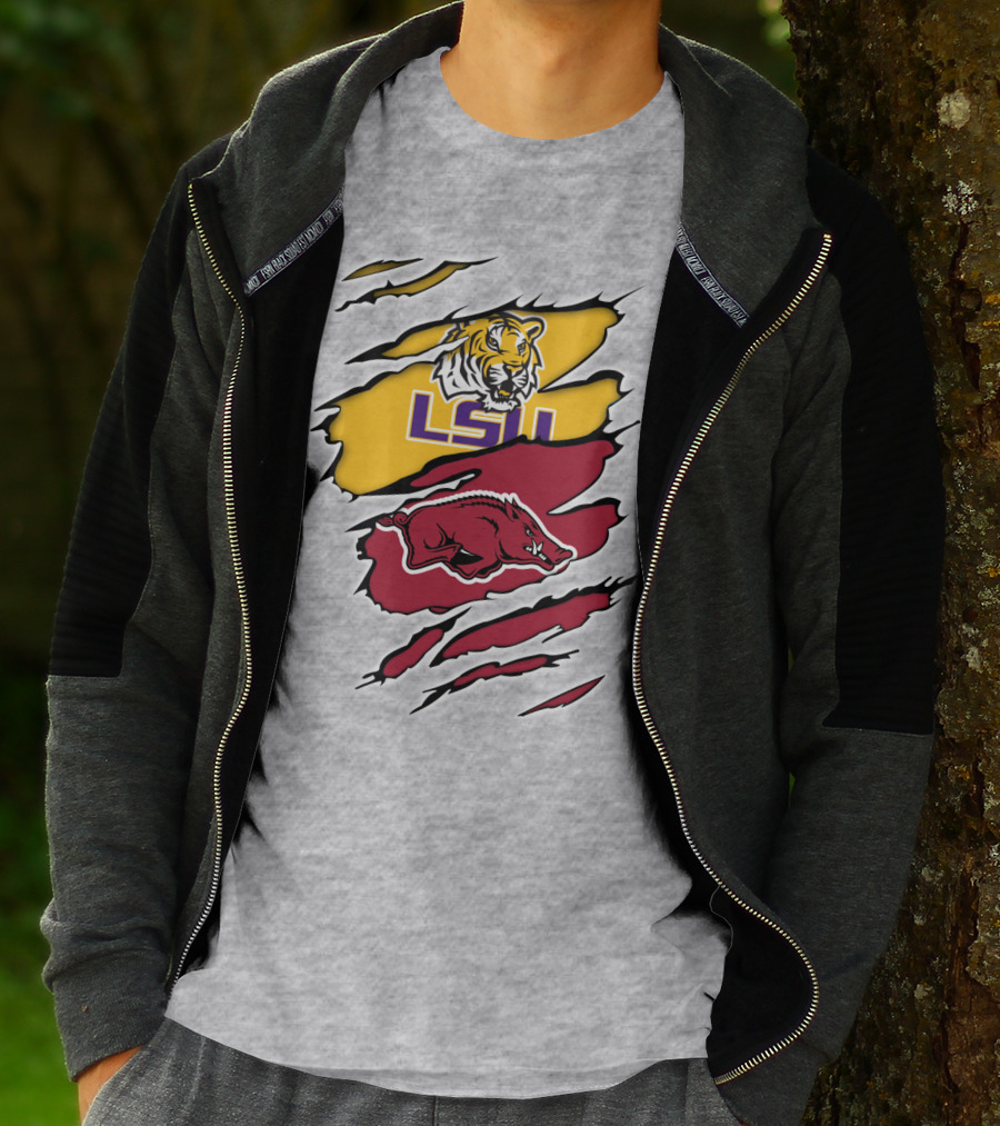 LSU Tigers Arkansas Razorbacks Rivalry Claw Marks T-Shirt