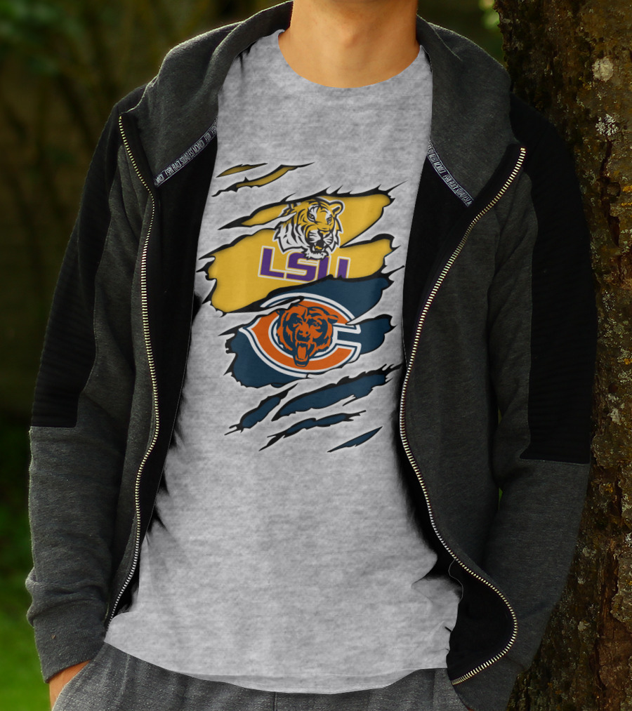 LSU Tigers Chicago Bears Claw Marks T-Shirt