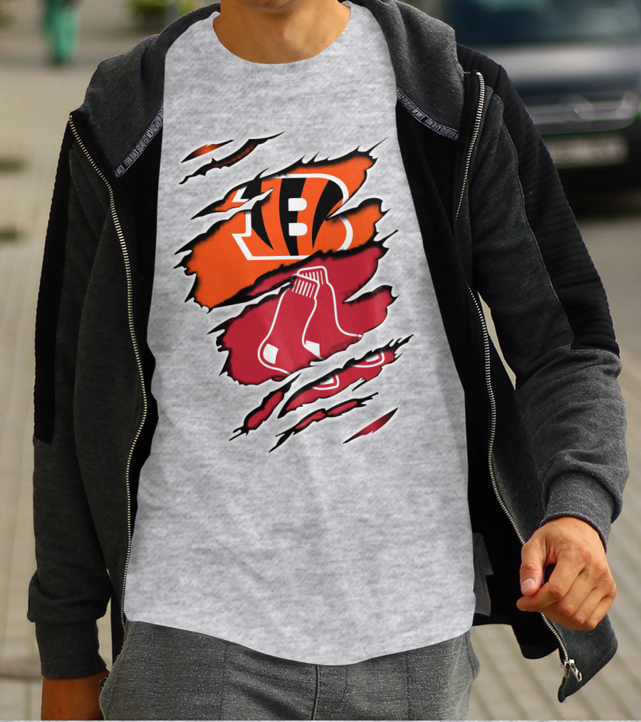 Bengals Redsox Claw Marks Logo Crossover T-Shirt