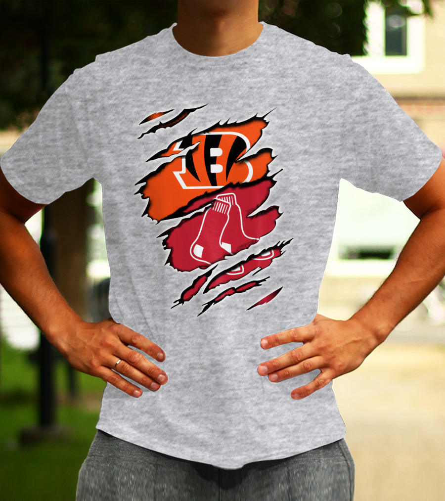 Bengals Redsox Claw Marks Logo Crossover T-Shirt