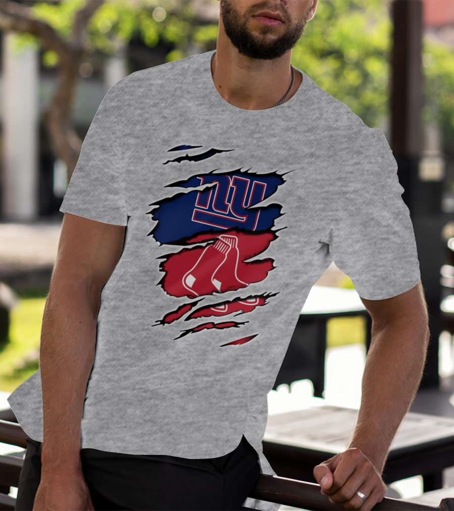 Giants Redsox NY Logos Dual Team Fusion T-Shirt