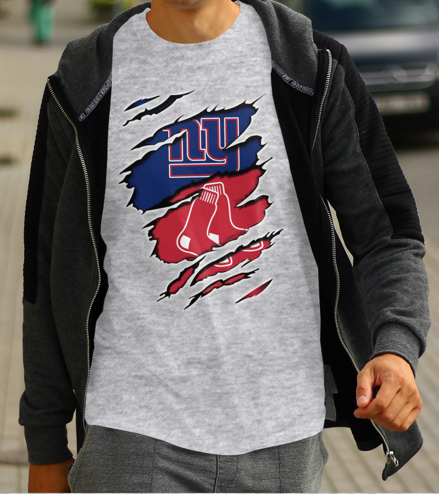 Giants Redsox NY Logos Dual Team Fusion T-Shirt