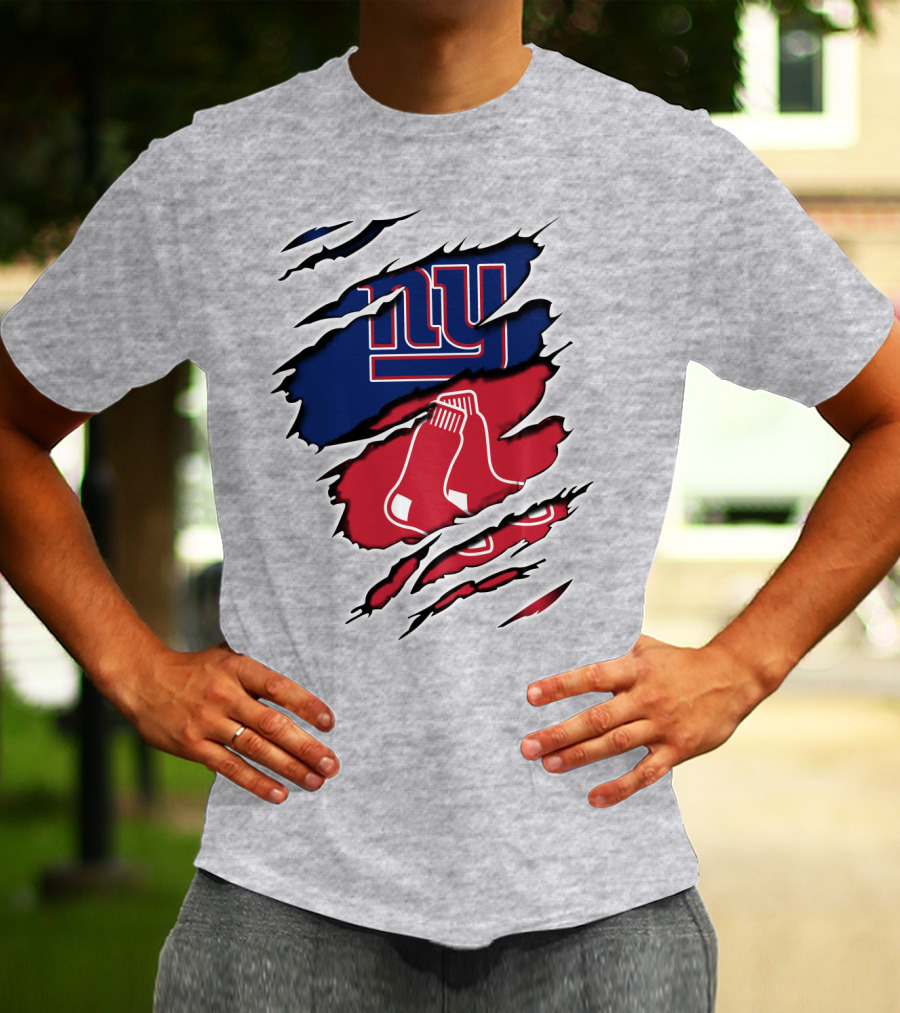 Giants Redsox NY Logos Dual Team Fusion T-Shirt