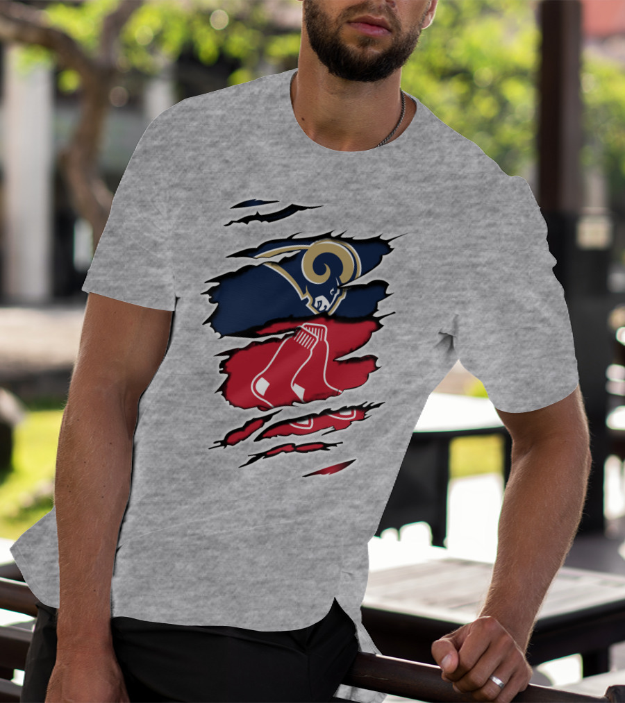 Rams Redsox Logos Fusion T-Shirt