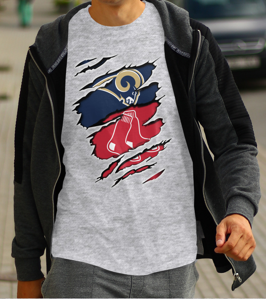 Rams Redsox Logos Fusion T-Shirt