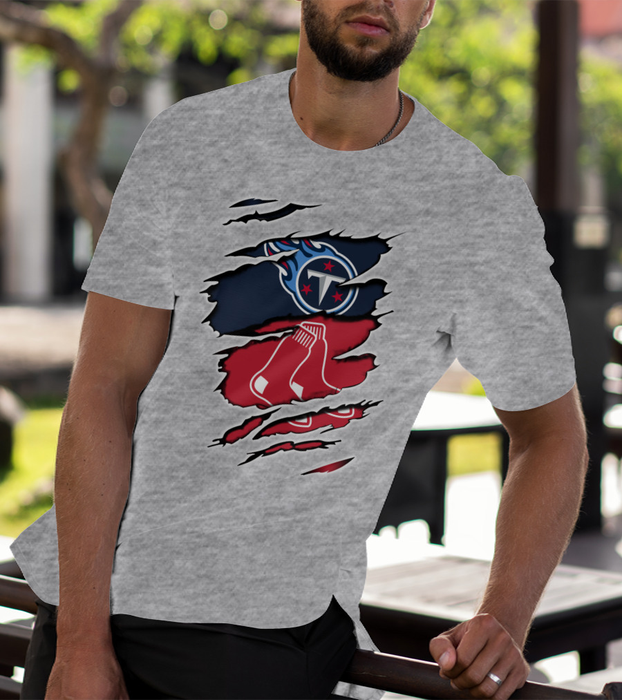 Titans Redsox Ripped NFL MLB Crossover T-Shirt