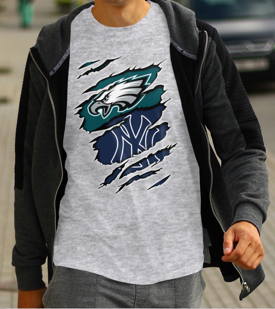 Eagles Yankees Fusion Ripped T-Shirt