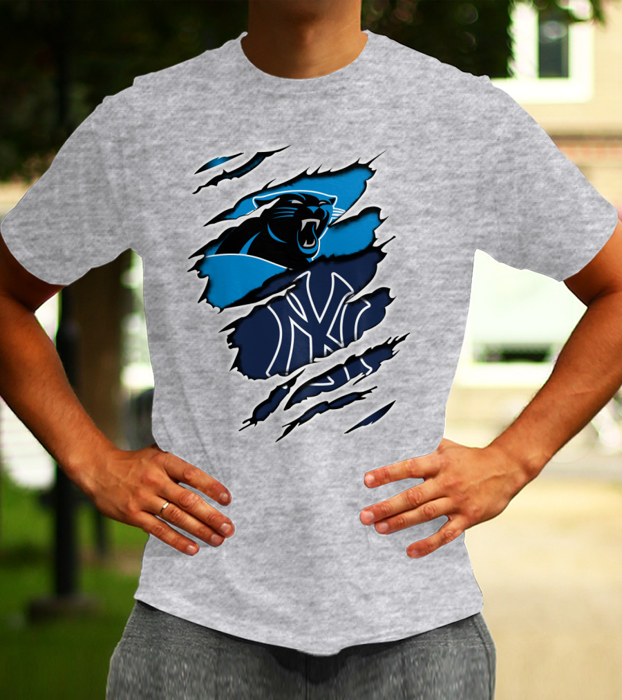 Panthers Yankees Claw Scratch Sports Fusion T-Shirt