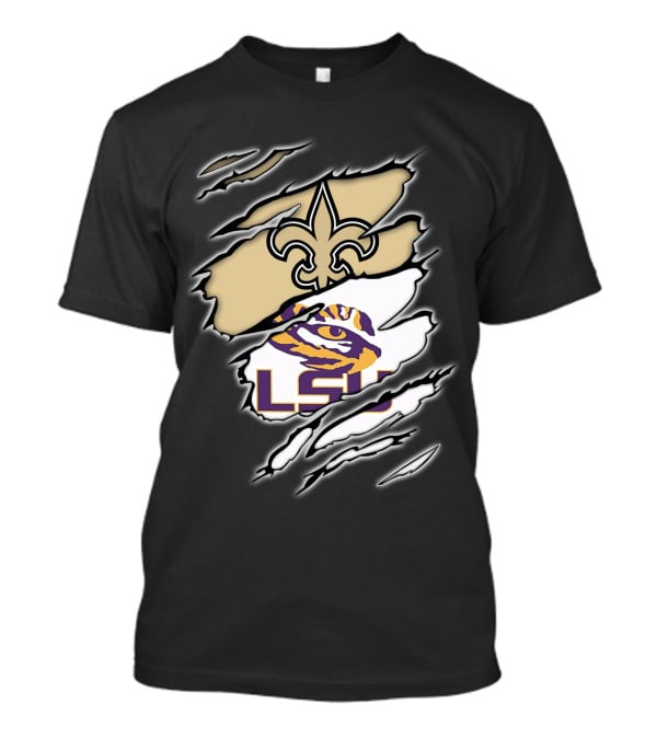 LSU Tigers And New Orleans Saints Fleur-de-Lis Torn T-Shirt