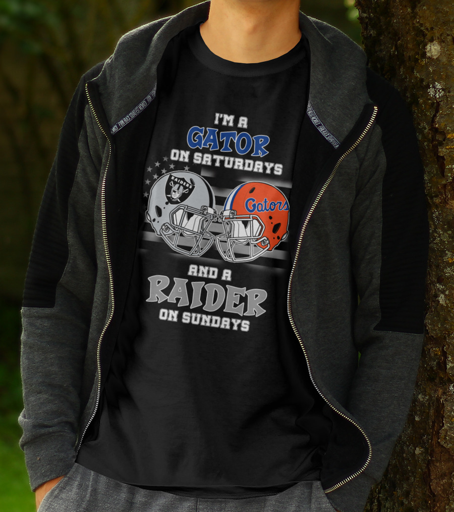 I'm A Gator On Saturdays And A Raider On Sundays Gators Raiders Helmet T-Shirt