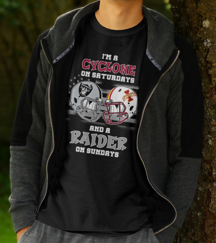 I'm A Cyclone On Saturdays And A Raider On Sundays Iowa State Raiders Helmet T-Shirt