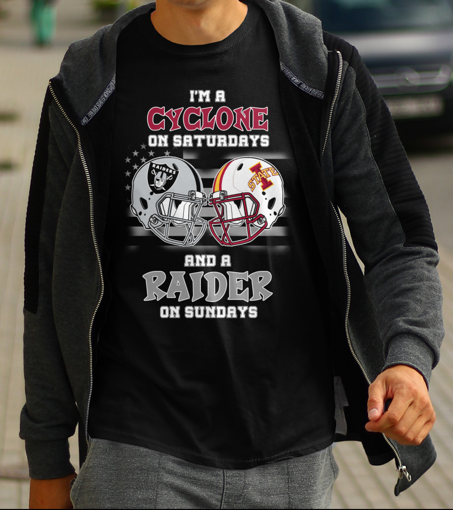 I'm A Cyclone On Saturdays And A Raider On Sundays Iowa State Raiders Helmet T-Shirt
