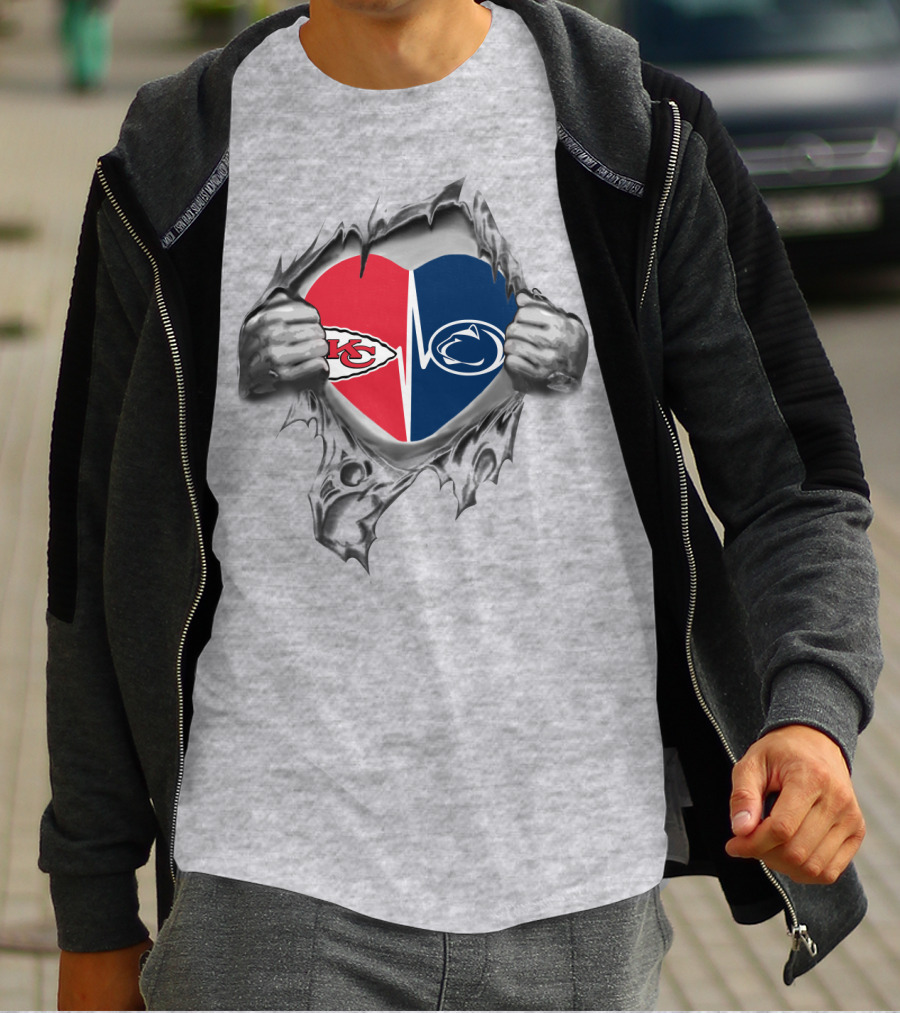Kansas City Chiefs Penn State Heart Torn T-Shirt