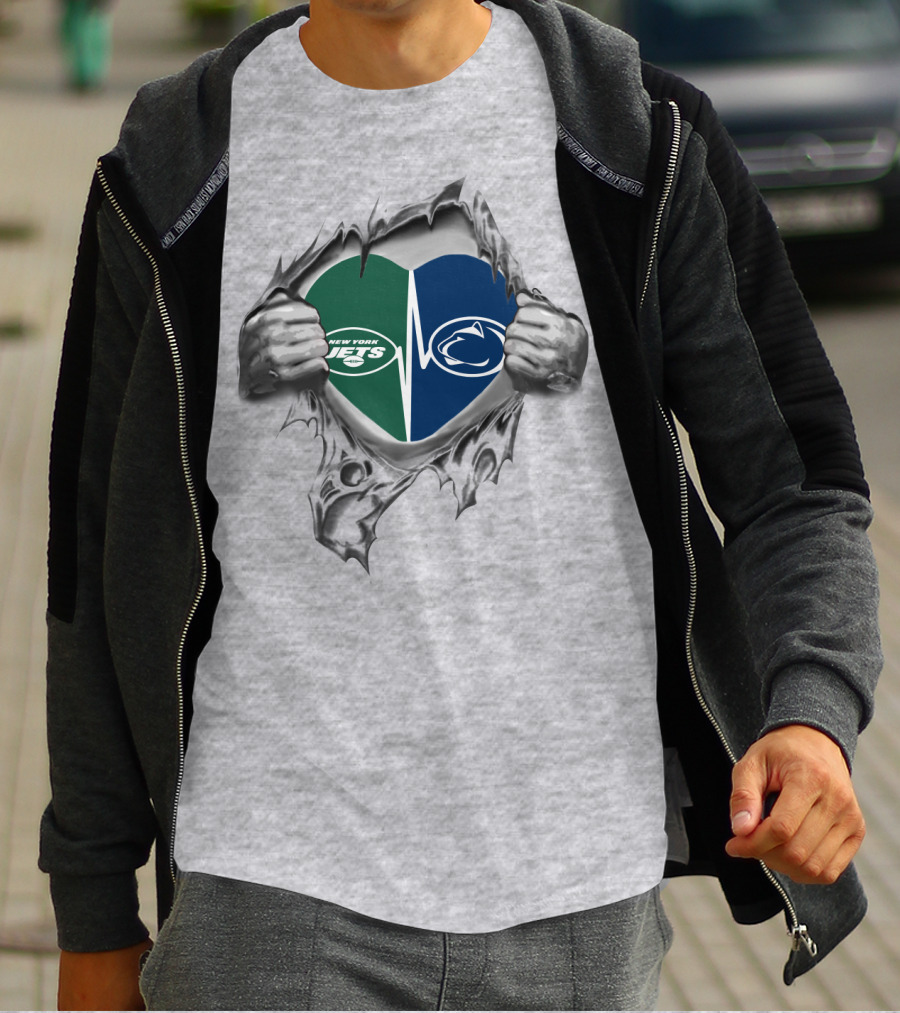 New York Jets Penn State Heart T-Shirt
