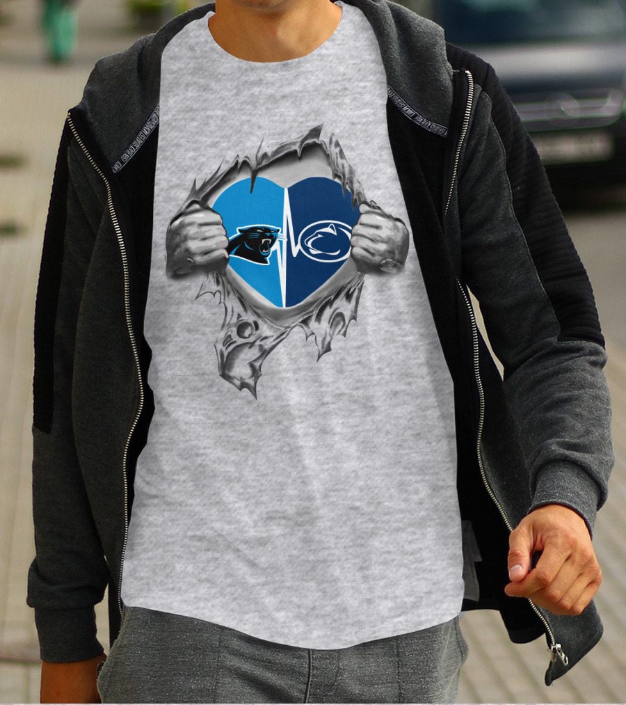 Carolina Panthers Penn State Nittany Lions Heartbeat Fusion T-Shirt