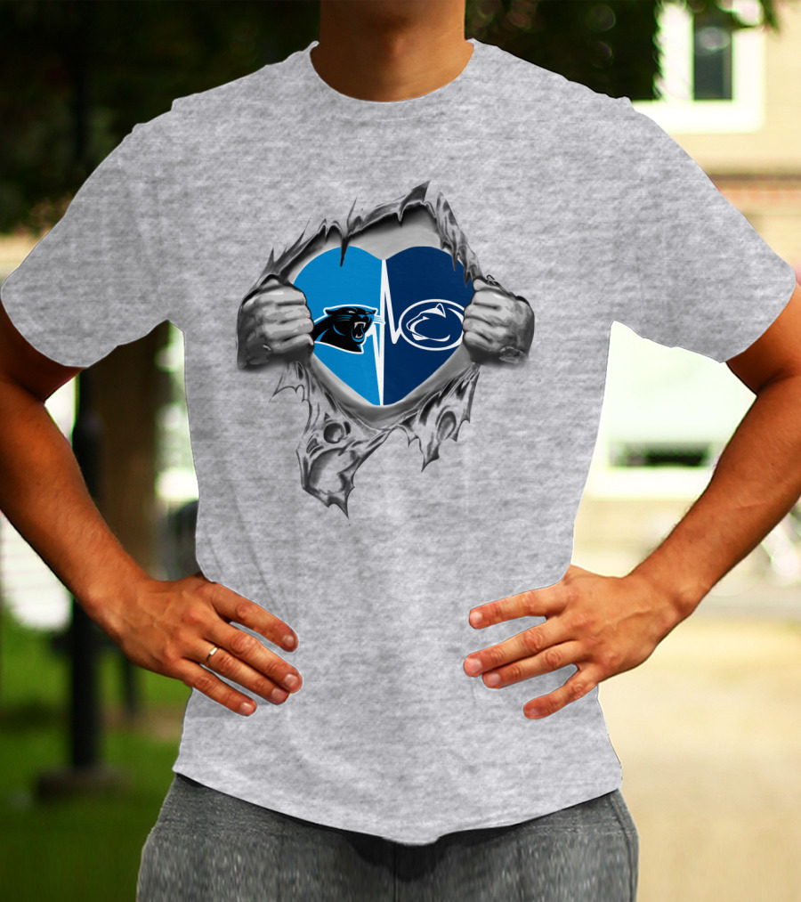 Carolina Panthers Penn State Nittany Lions Heartbeat Fusion T-Shirt