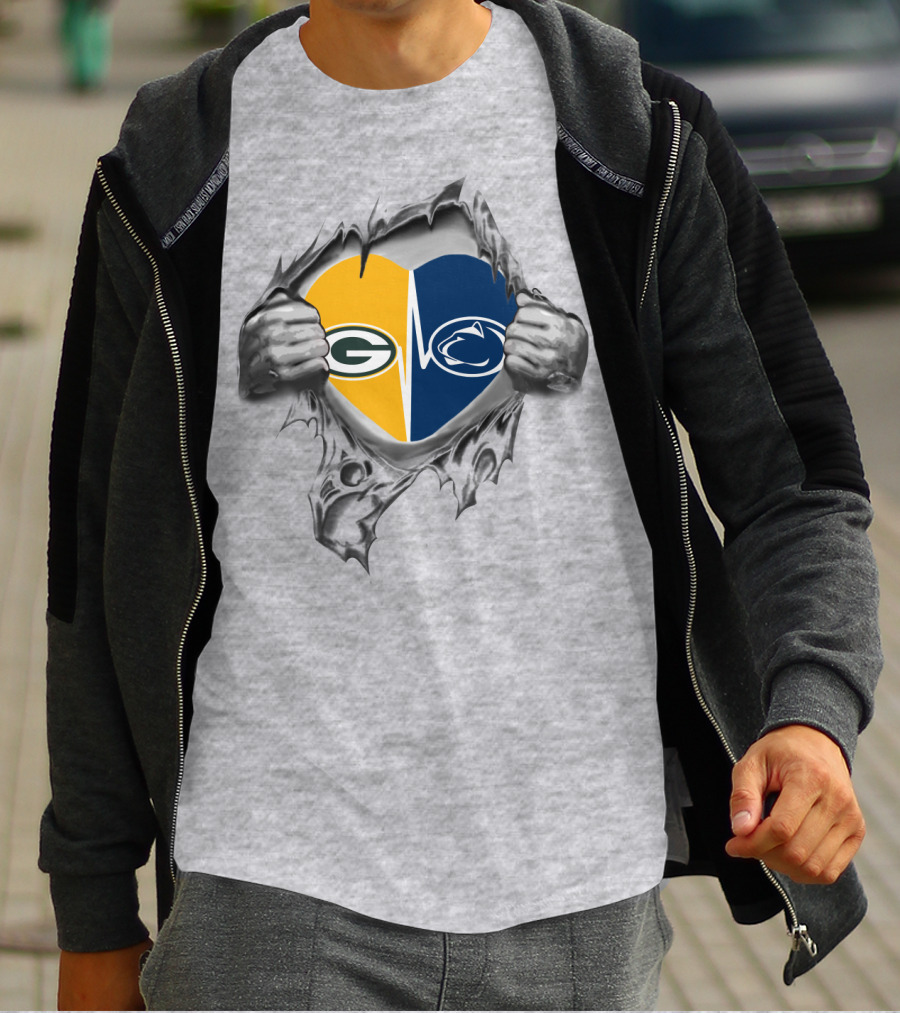 Packers Penn State Heart Logo Fusion T-Shirt