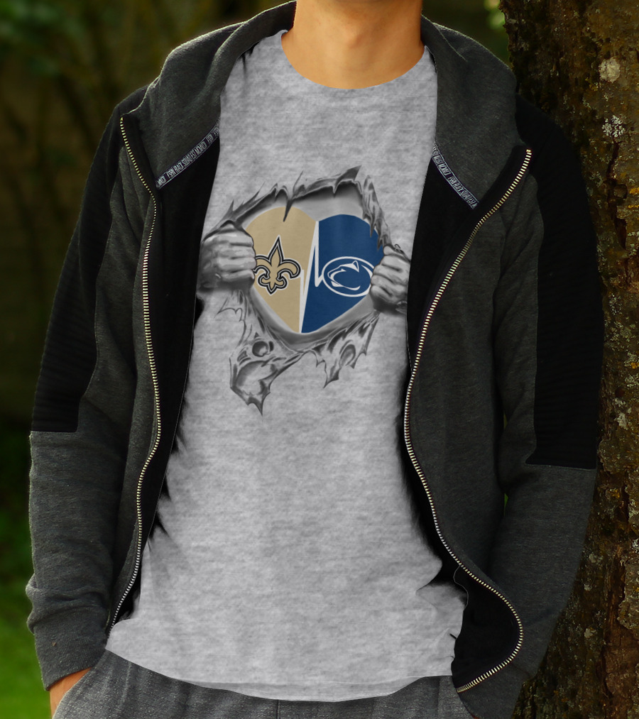 Saints Penn State Heart Logo Combination T-Shirt
