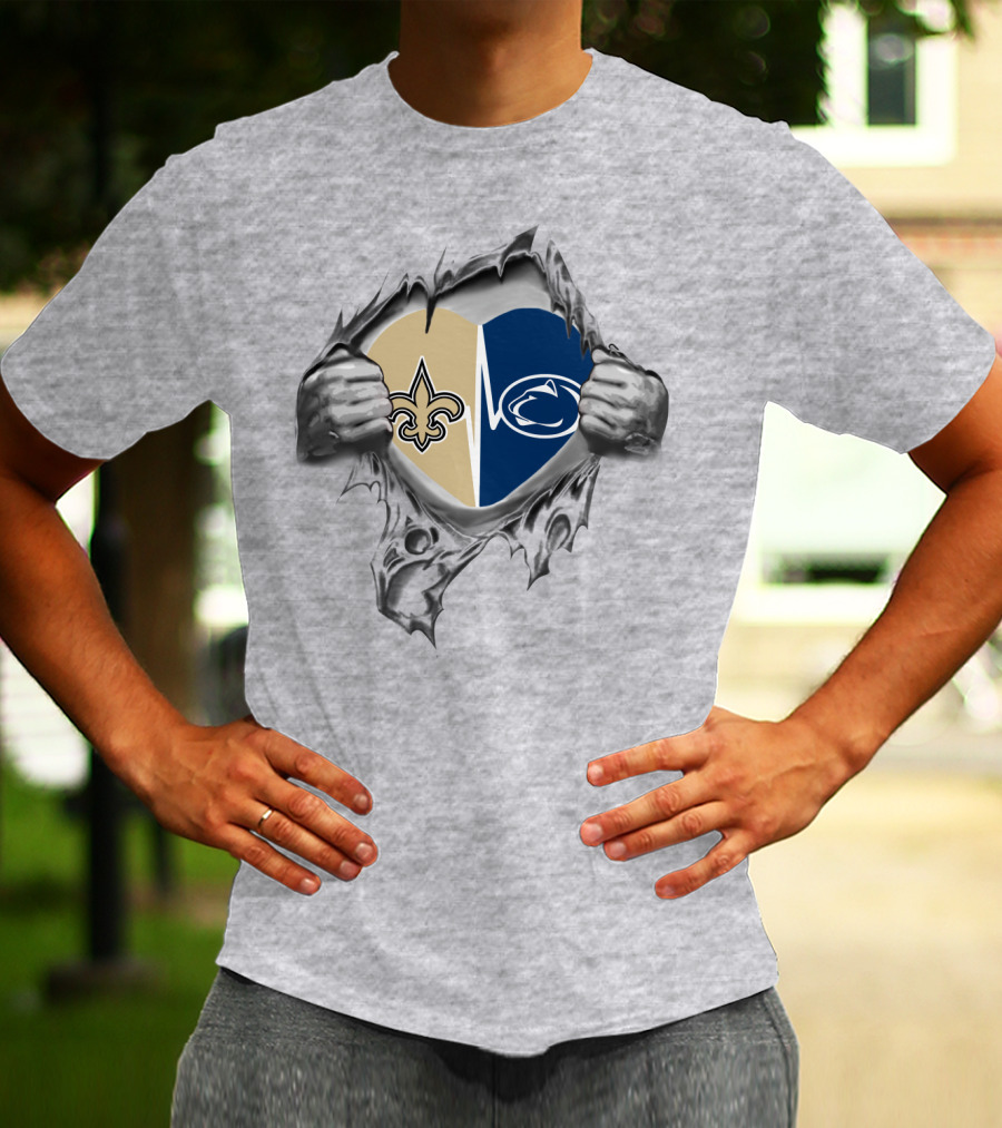 Saints Penn State Heart Logo Combination T-Shirt