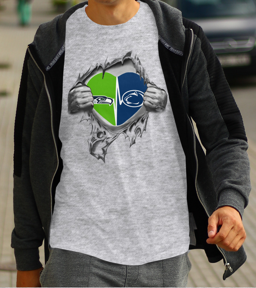 Seahawks Penn State Heart Rip T-Shirt