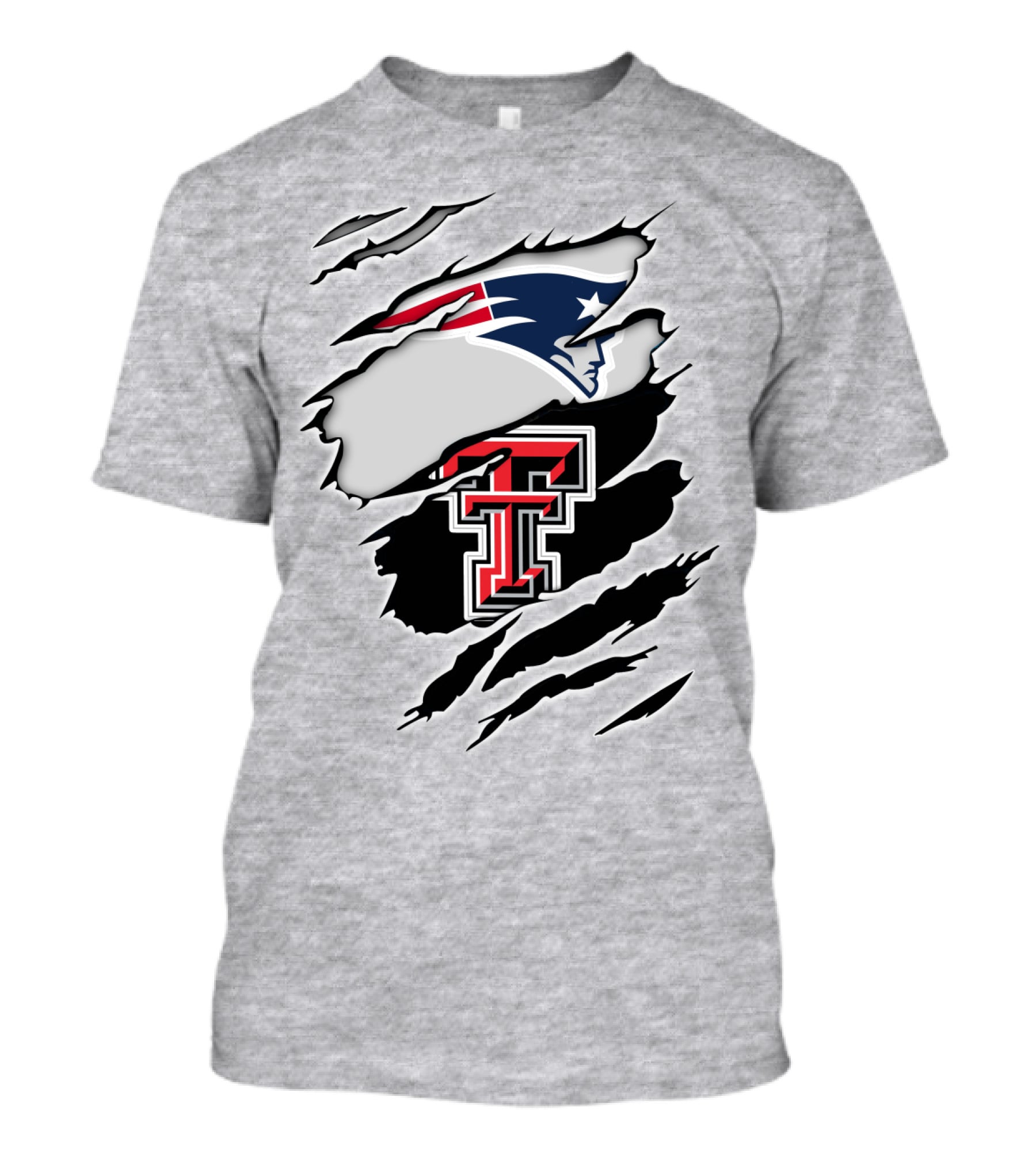 New England Patriots Texas Tech Red Raiders Logo Collaboration T-Shirt