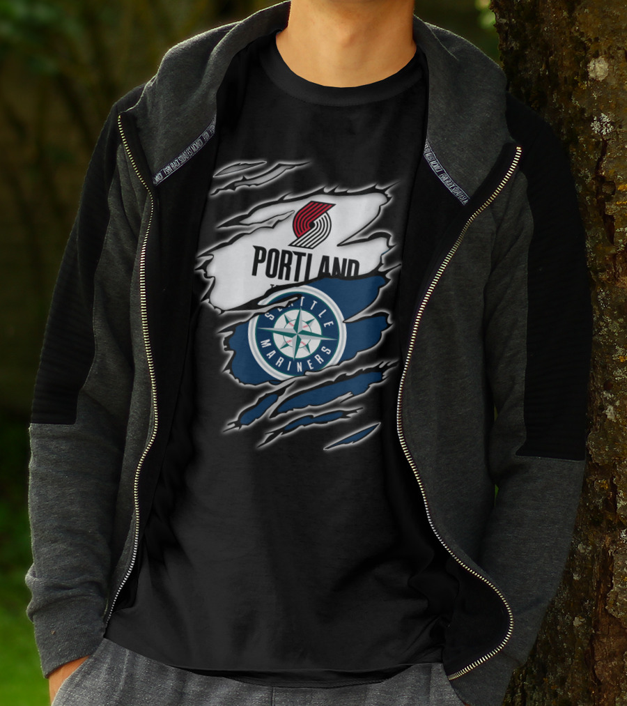Portland Blazers Seattle Mariners Fan Collaboration T-Shirt