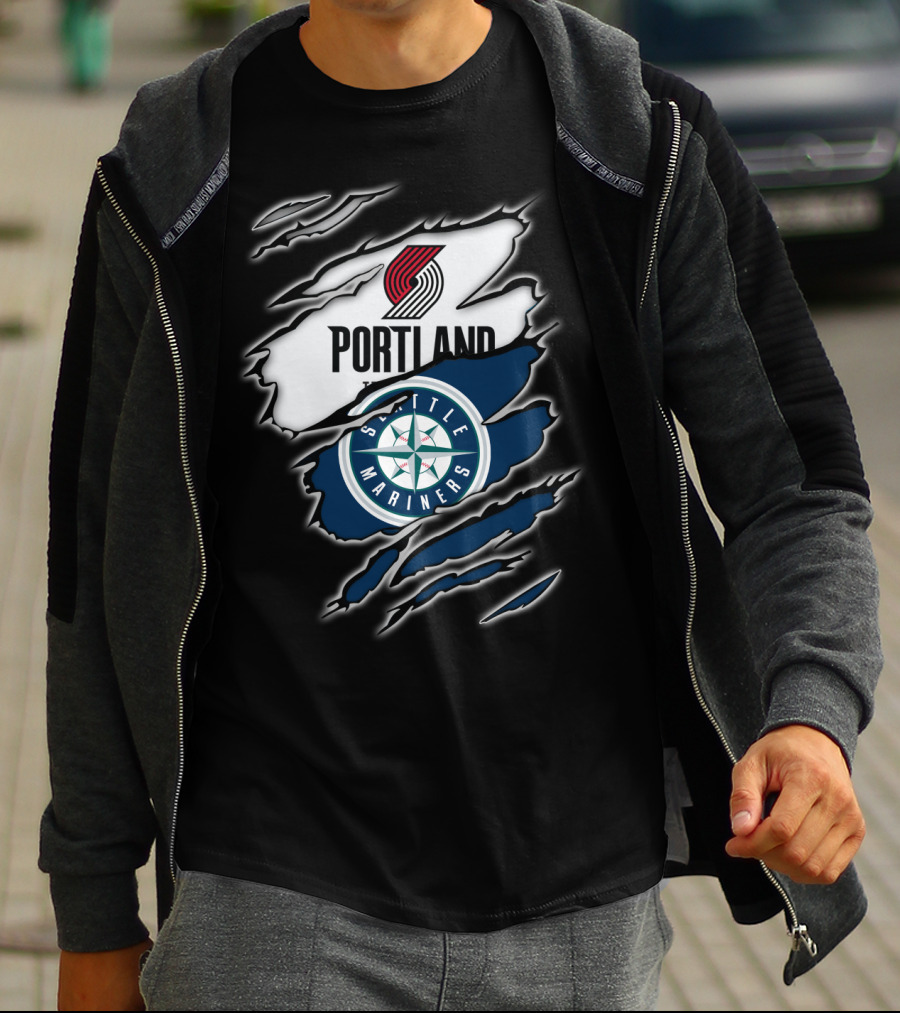 Portland Blazers Seattle Mariners Fan Collaboration T-Shirt
