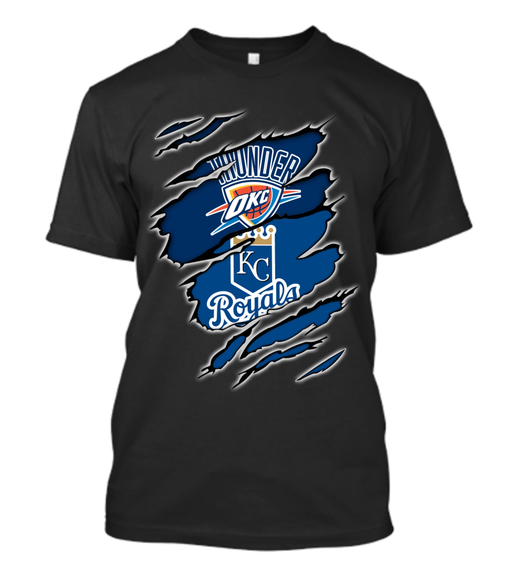 Oklahoma City Thunder KC Royals Emblem Mashup T-Shirt