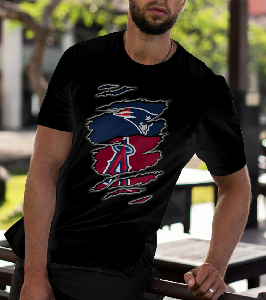 Patriots And Angels NFL MLB Mashup T-Shirt